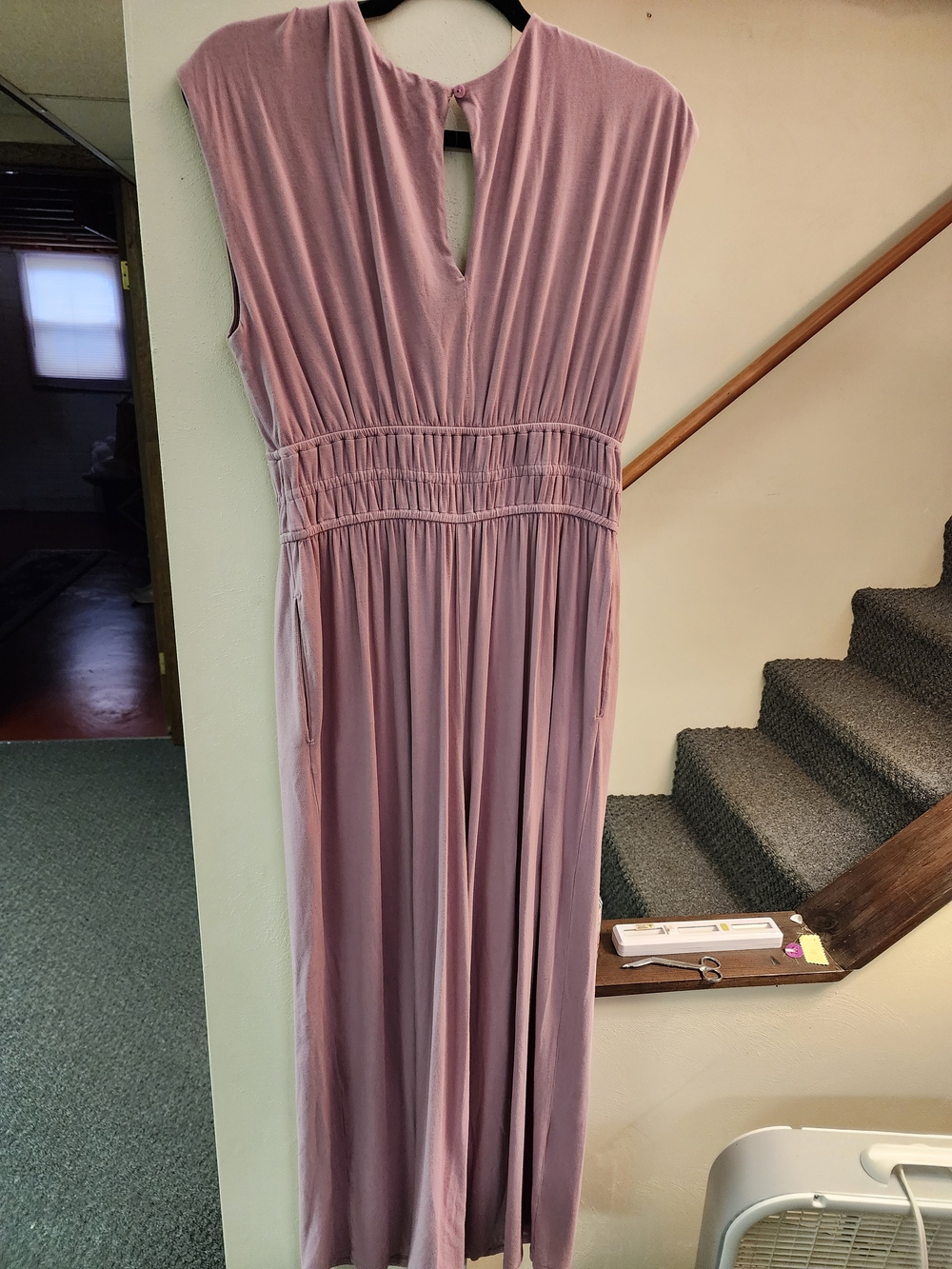 Old Navy Sleeveless Smocked-Waist Maxi Jumper Sz M in Dusty Mauve